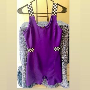 Purple checkered jumpsuit